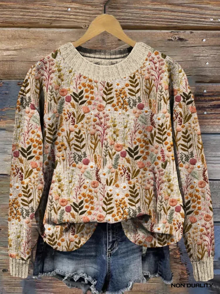 Non Duality | Floral Meadow Knit Sweater S