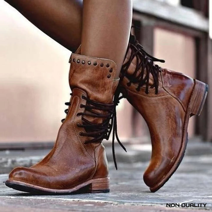 Non Duality | Leather Lace-Up Ankle Boots Brown / 3