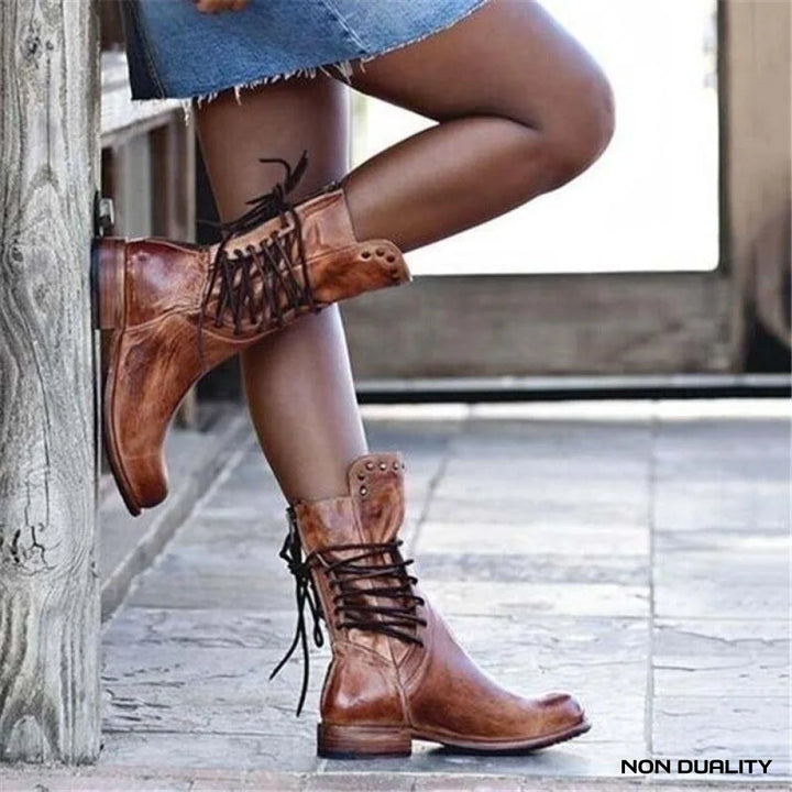 Non Duality | Leather Lace-Up Ankle Boots