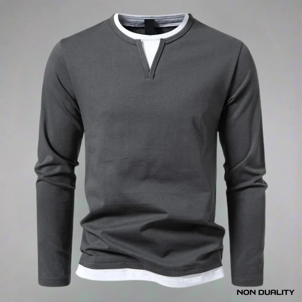 Non Duality | Layered Look Casual Tee Gray / S