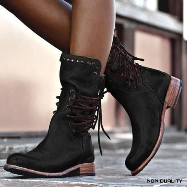 Non Duality | Leather Lace-Up Ankle Boots Black / 3