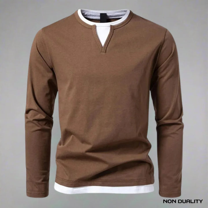 Non Duality | Layered Look Casual Tee Brown / S