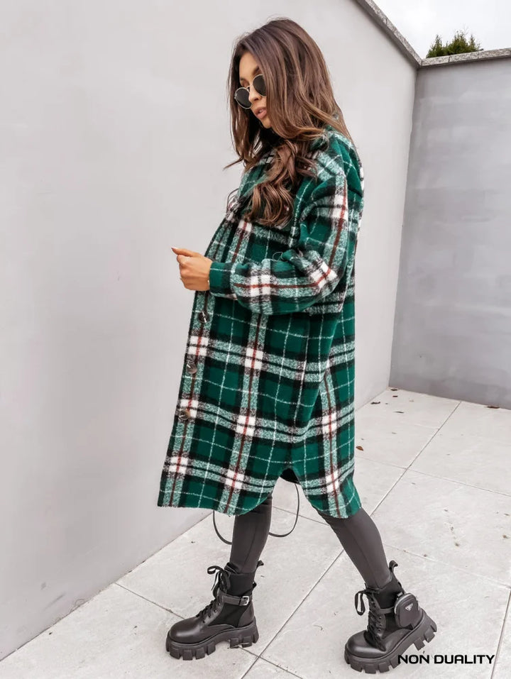 Non Duality | Checkered Wool-Blend Coat Groen / S Jassen