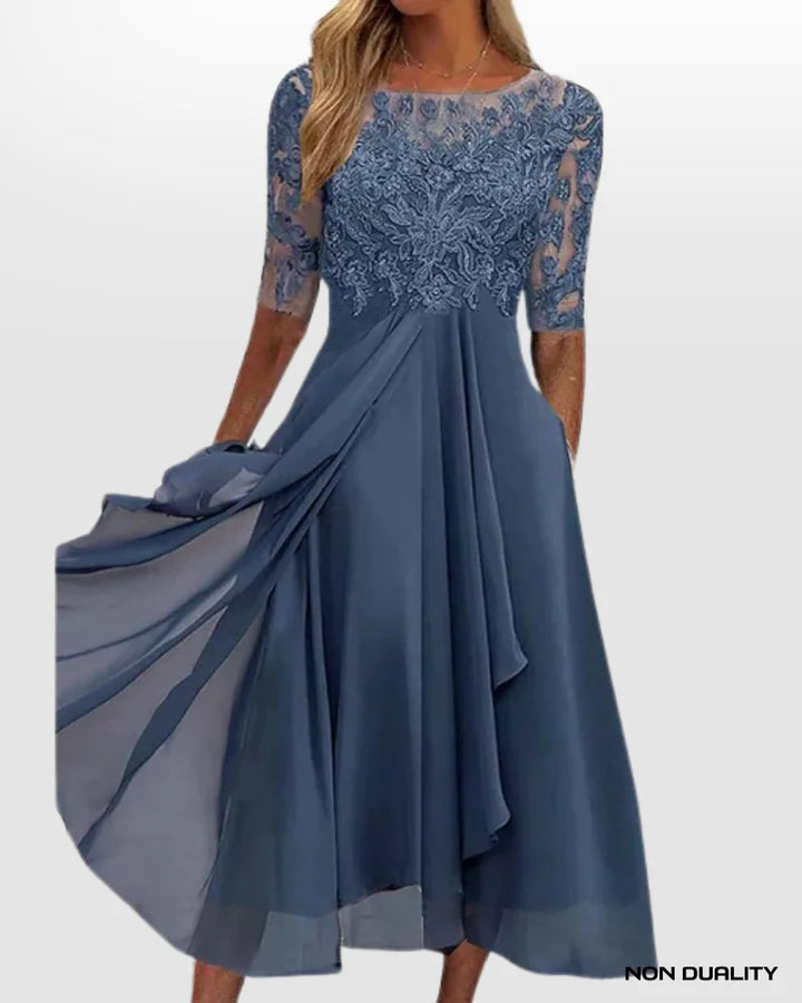 Non Duality | Elegant Lace Chiffon Dress Long Dress