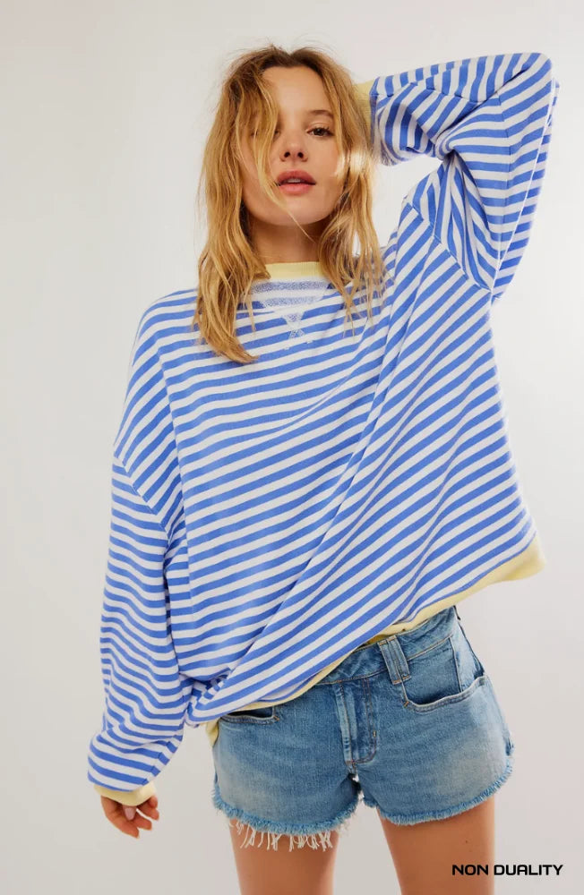 Striped Oversized Sweater Blauw / S