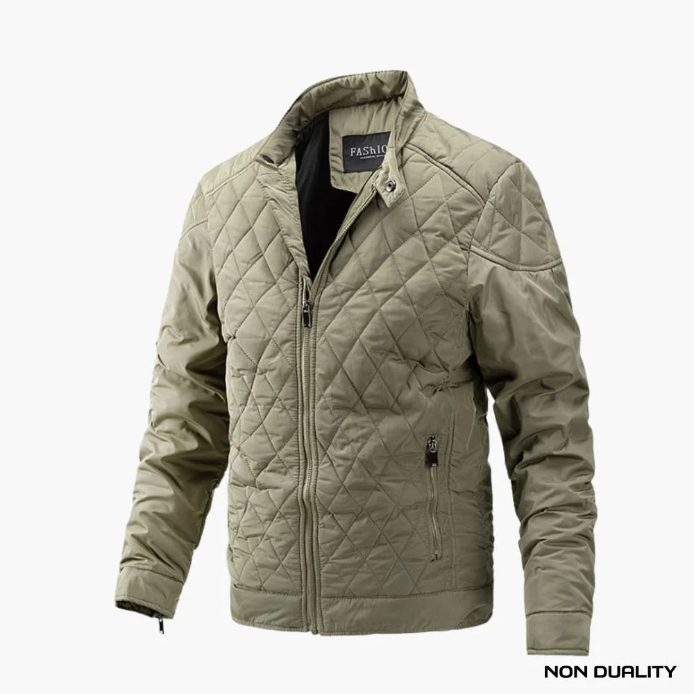 Non Duality | Sleek Padded Moto Jacket Khaki / Xs & Coats