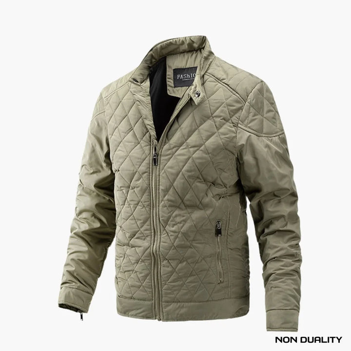 Non Duality | Sleek Padded Moto Jacket Khaki / Xs & Coats