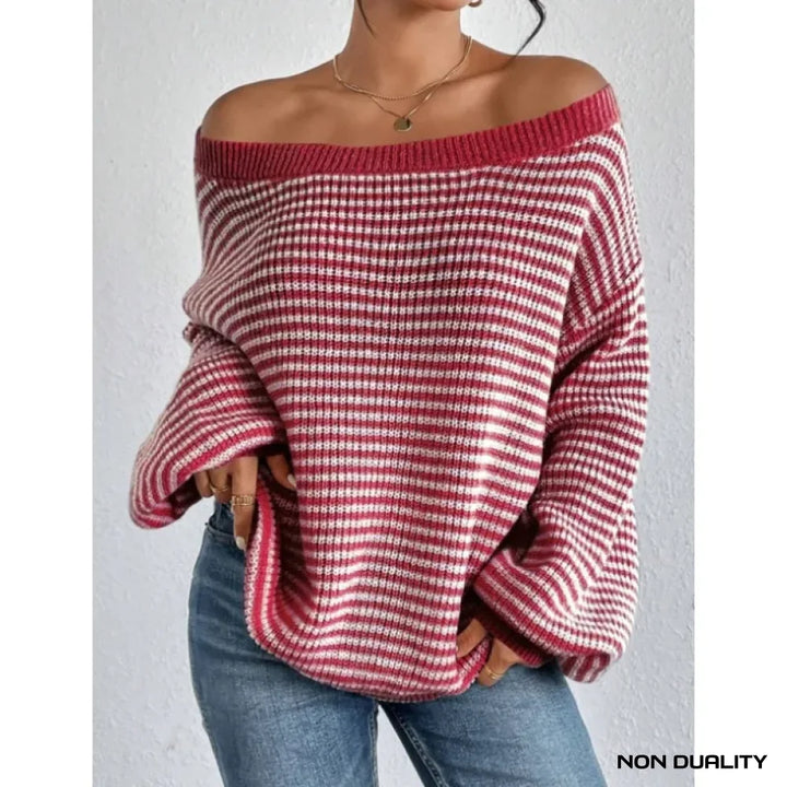 Non Duality | Relaxed Fit Striped Sweater Red / S Women’s Clothing