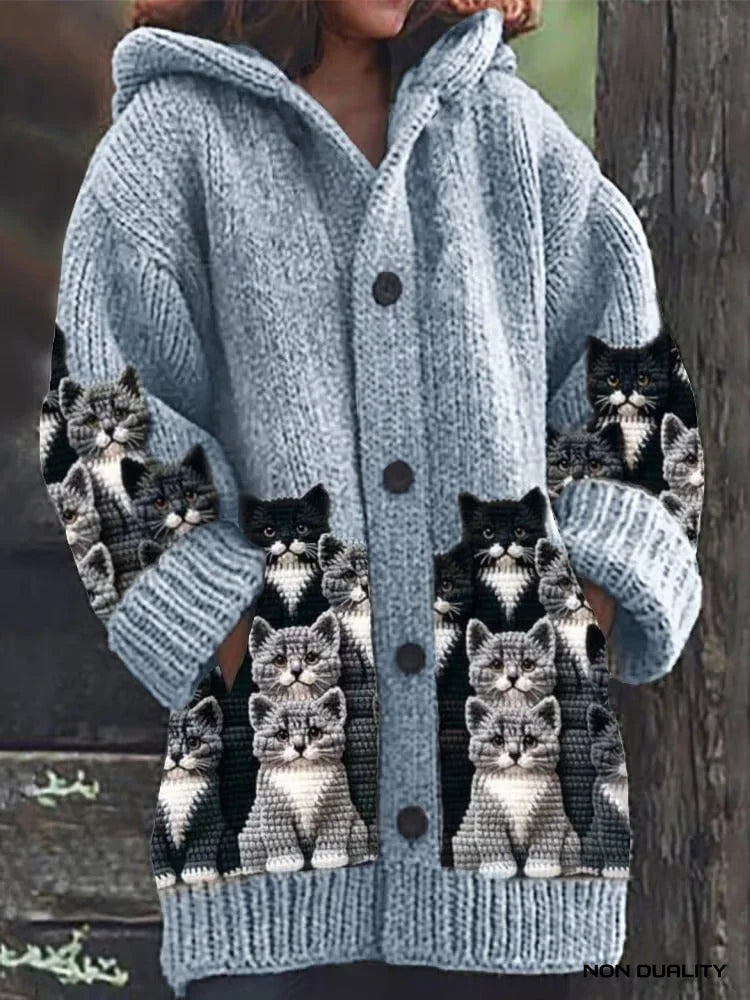 Non Duality | Cozy Knit Cat Cardigan Blue (Almost Sold Out) / S