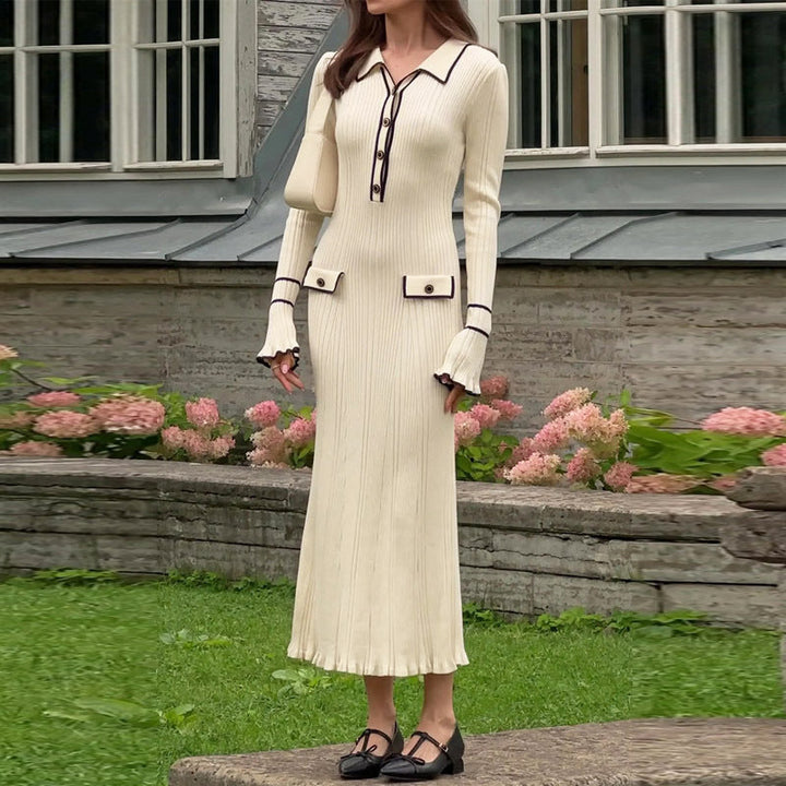 Fitted rib-knit maxi dress