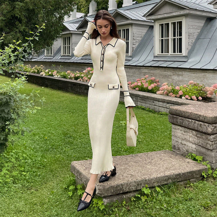 Fitted rib-knit maxi dress