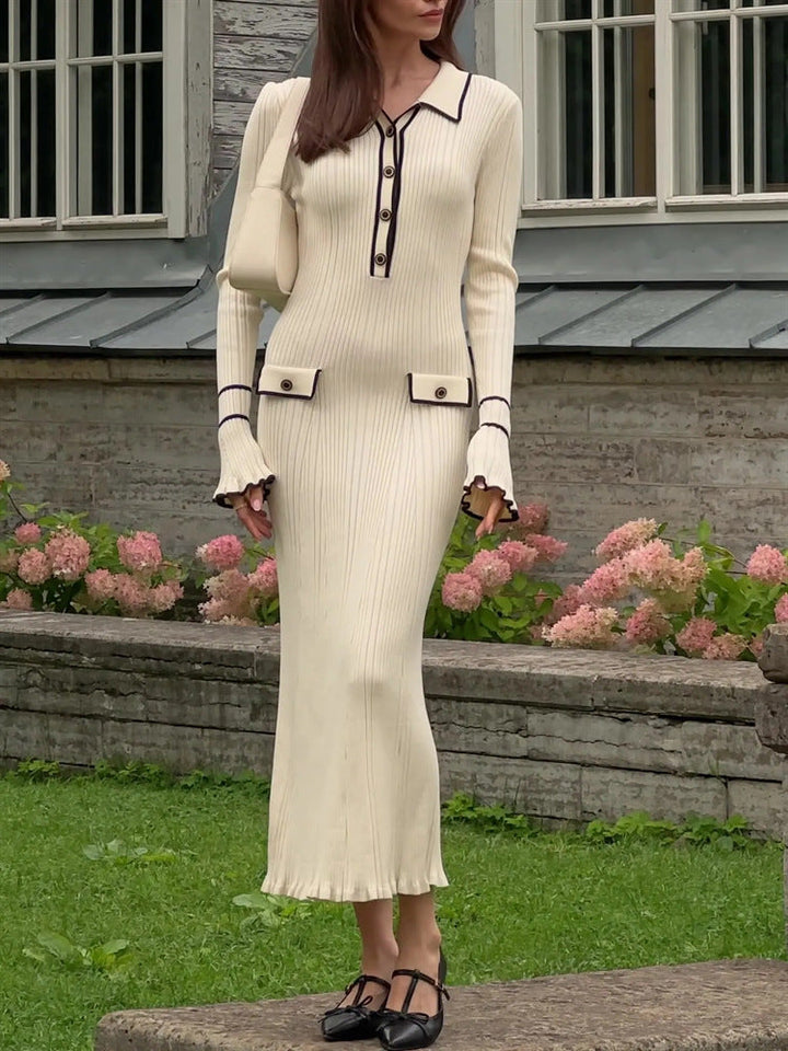 Fitted rib-knit maxi dress