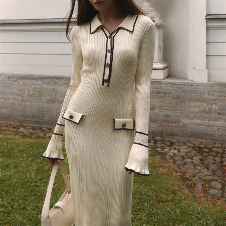 Fitted rib-knit maxi dress