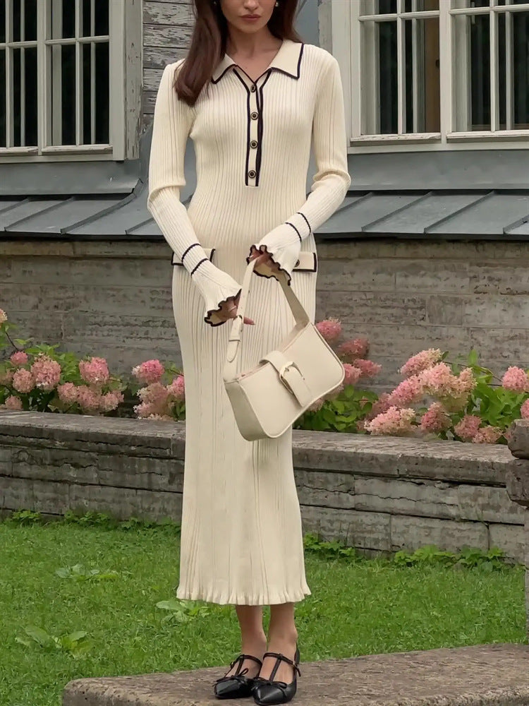Fitted rib-knit maxi dress