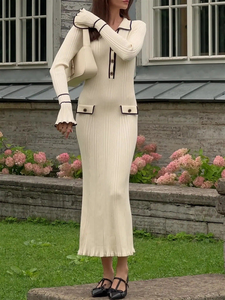 Fitted rib-knit maxi dress