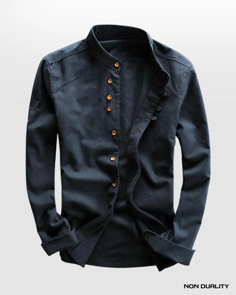 Non Duality | Mandarin Collar Button-Up Shirt Men’s Apparel