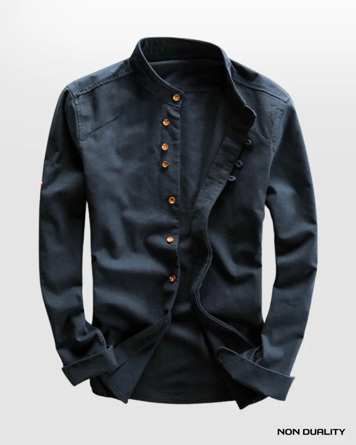 Non Duality | Mandarin Collar Button-Up Shirt Men’s Apparel