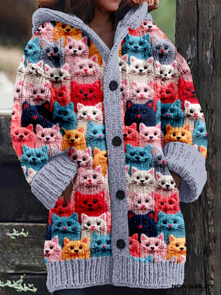 Non Duality | Colorful Knit Cat Cardigan