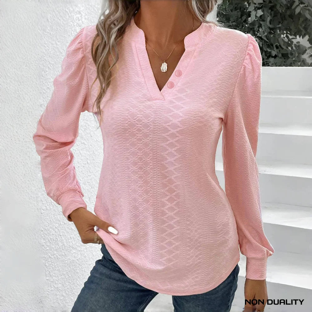 Non Duality | Soft Blush V-Neck Top Blouses