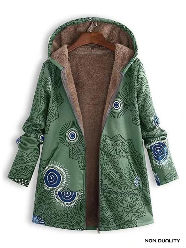 Non Duality | Boho Chic Hooded Fleece Coat Green / S Jacket