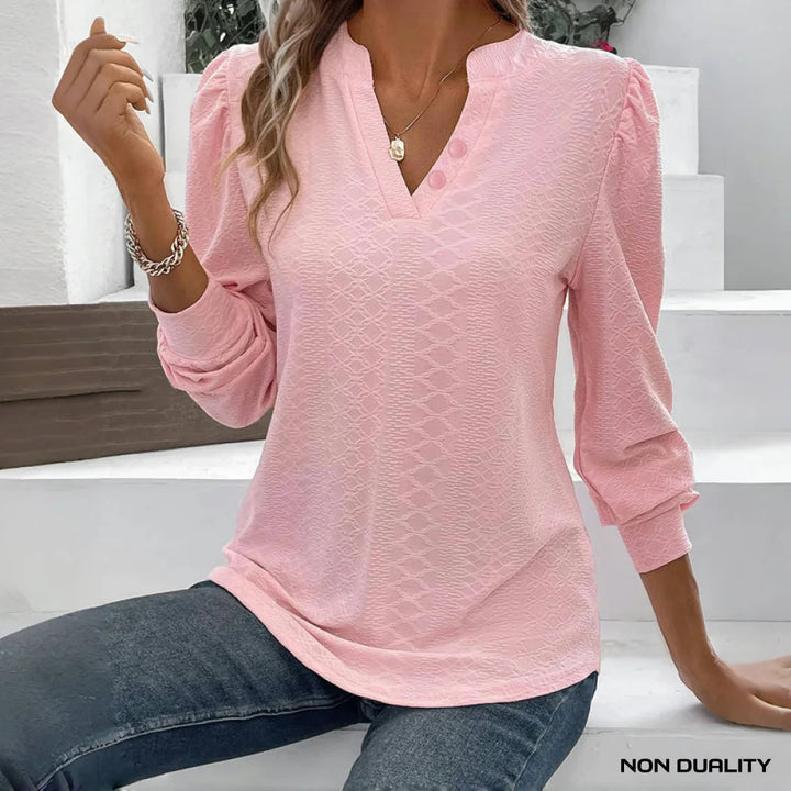 Non Duality | Soft Blush V-Neck Top Blouses