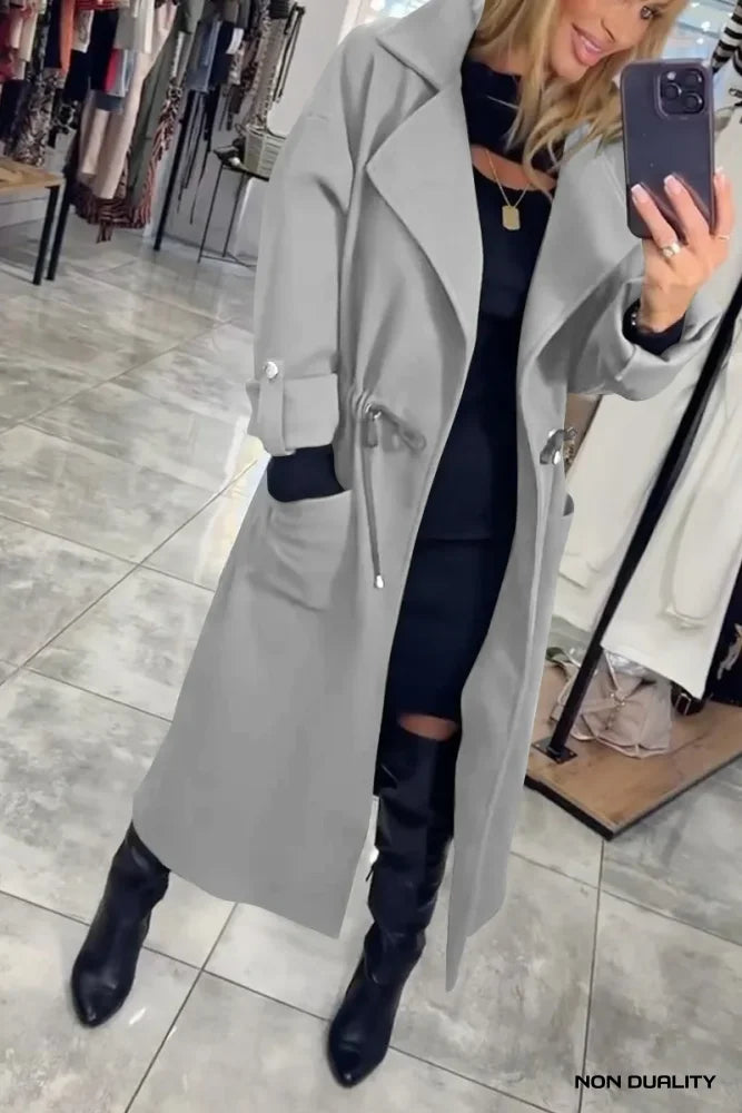 Non Duality | Elegant Longline Trench Coat Gray / S