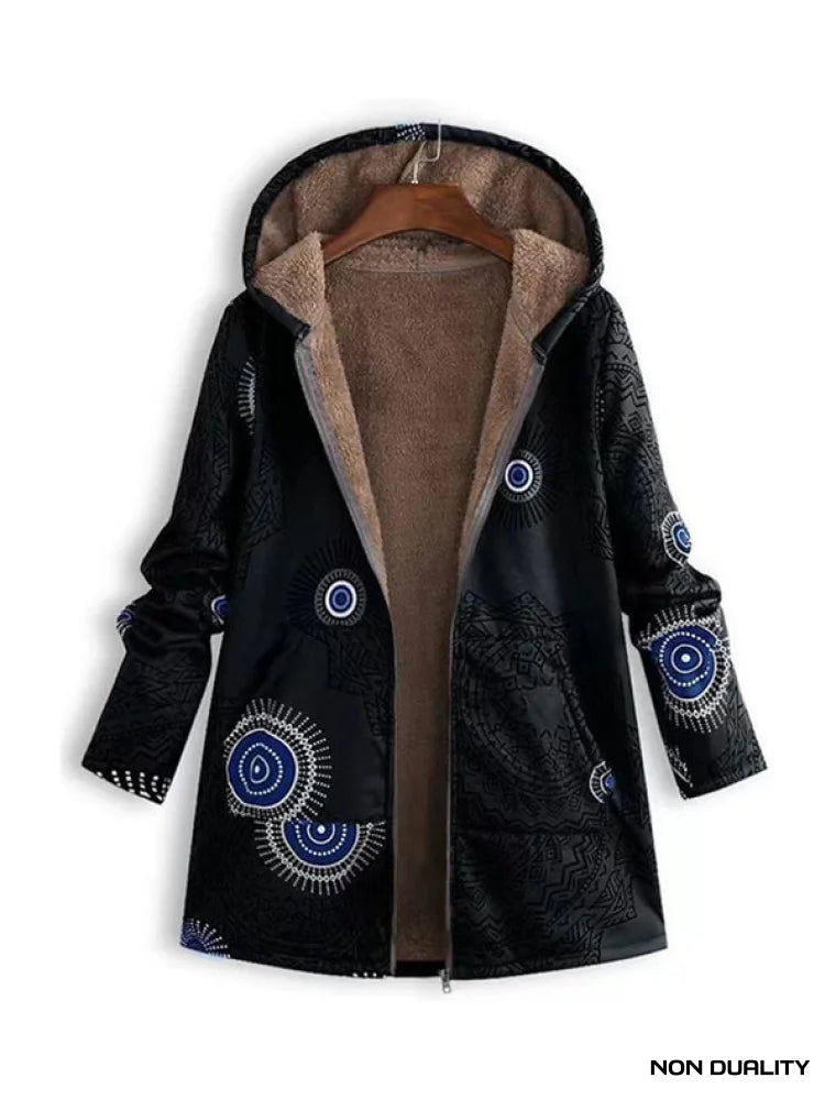 Non Duality | Boho Chic Hooded Fleece Coat Black / S Jacket