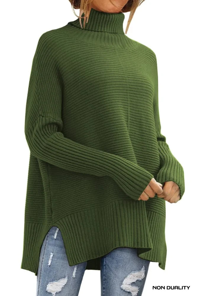 Non Duality | Oversized Turtleneck Sweater Army Green / Small