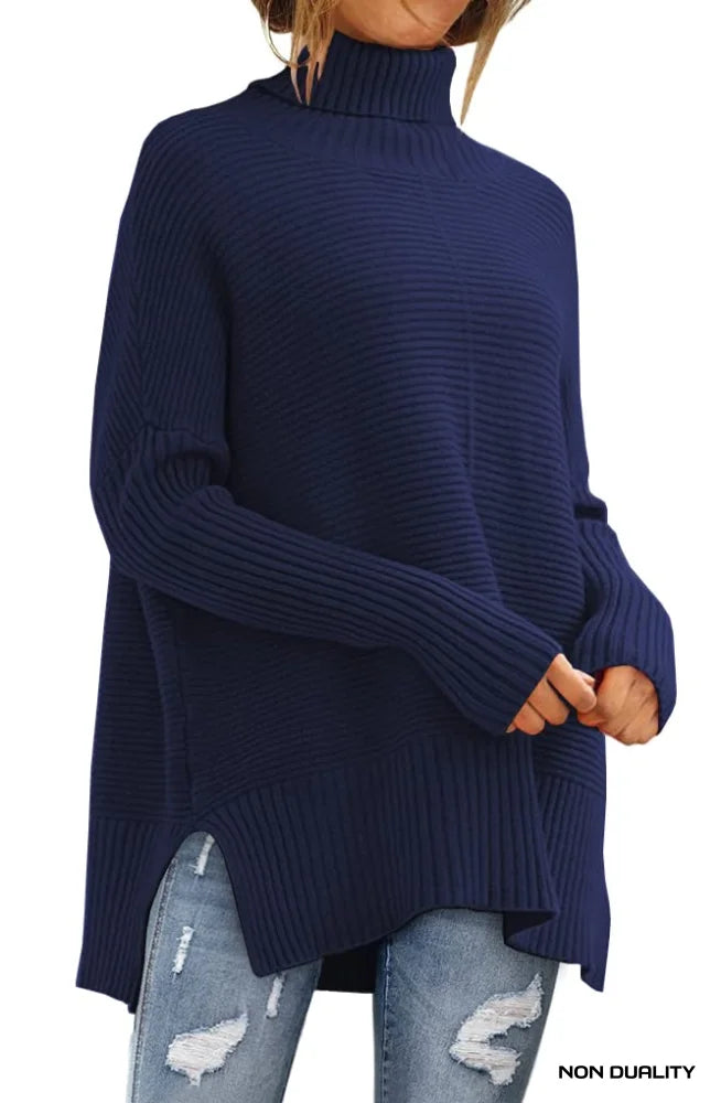 Non Duality | Oversized Turtleneck Sweater Navy Blue / Medium