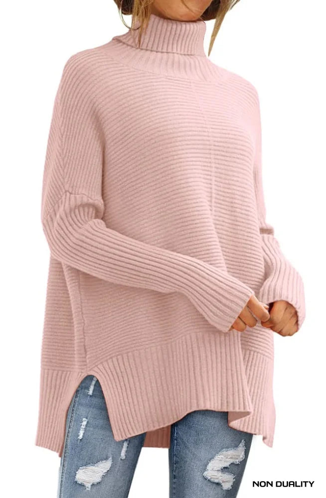 Non Duality | Oversized Turtleneck Sweater Light Pink / Small