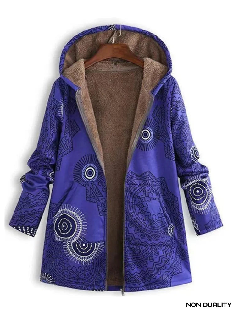 Non Duality | Boho Chic Hooded Fleece Coat Blue / S Jacket