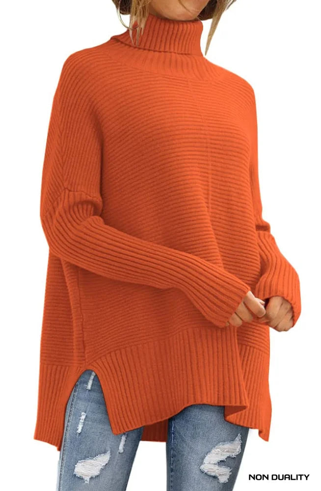 Non Duality | Oversized Turtleneck Sweater Orange / Small