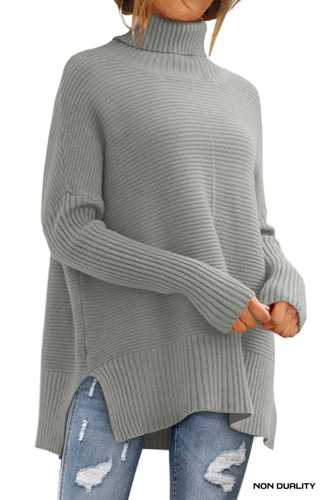 Non Duality | Oversized Turtleneck Sweater Light Grey / Large