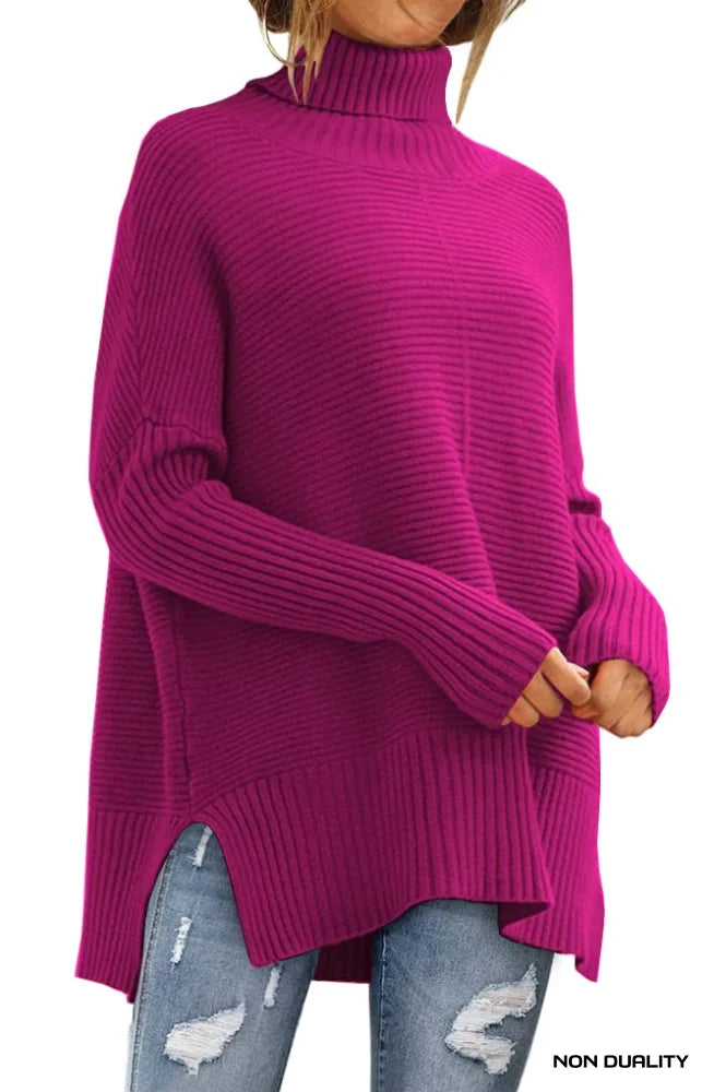 Non Duality | Oversized Turtleneck Sweater Hot Pink / Large
