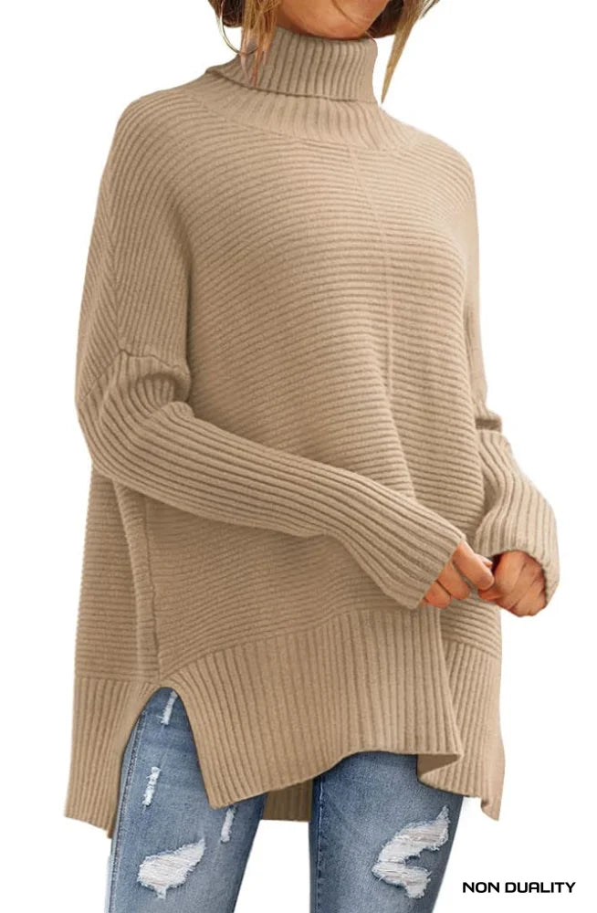 Non Duality | Oversized Turtleneck Sweater Light Apricot / Large