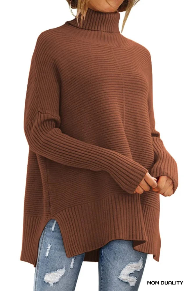 Non Duality | Oversized Turtleneck Sweater Brick Red / Small