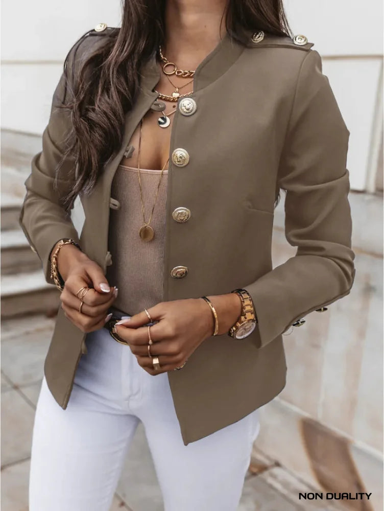 Non Duality | Elegant Buttoned Blazer Khaki / S Jackets