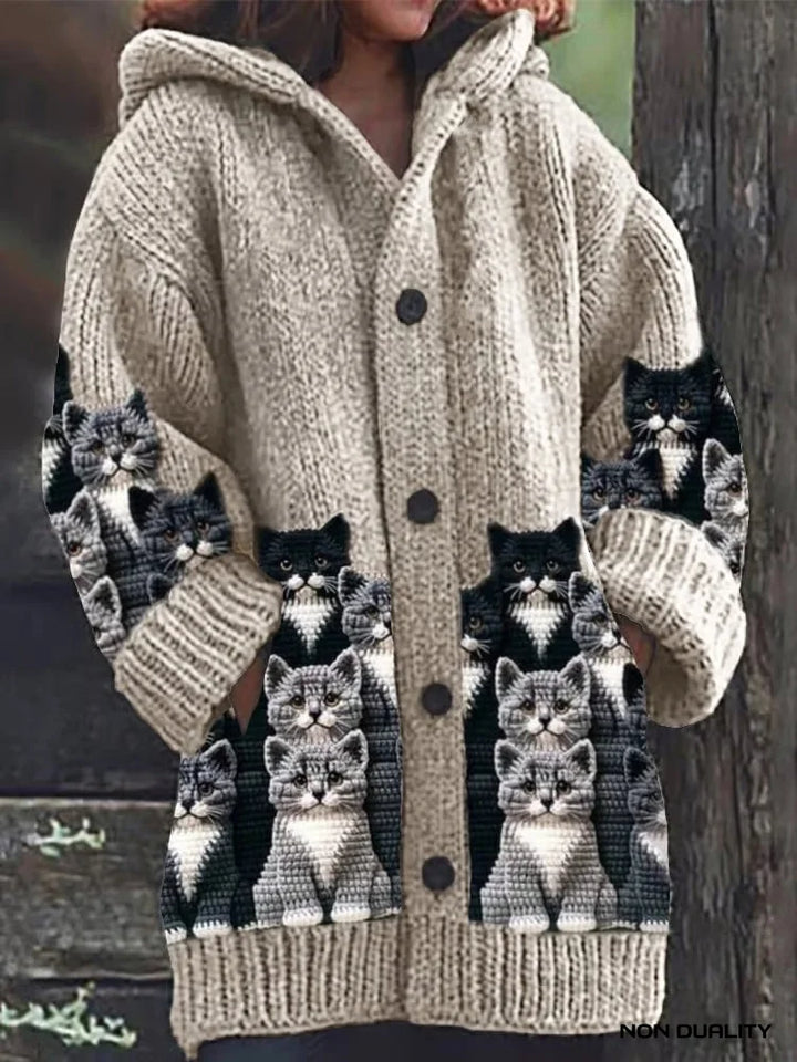 Non Duality | Cozy Knit Cat Cardigan Light Brown / S