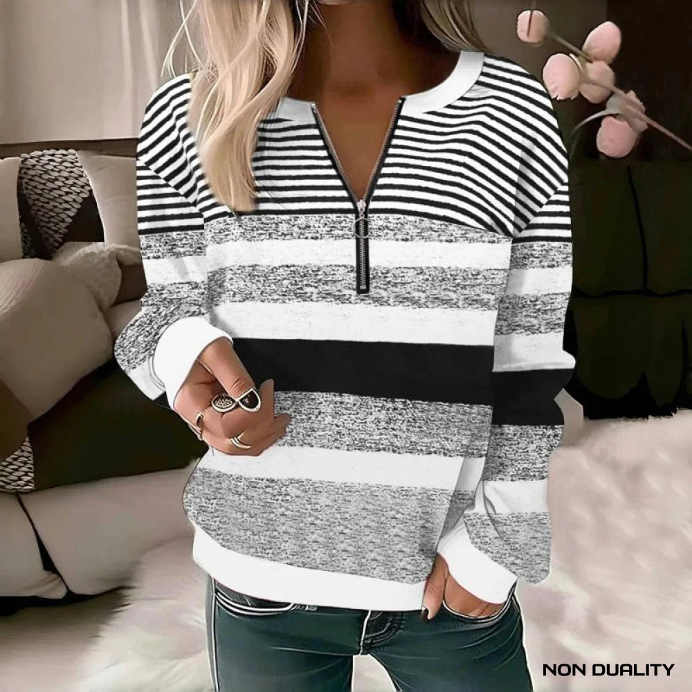 Non Duality | Monochrome Striped Sweatshirt Blouses