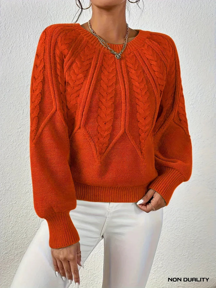 Non Duality | Chic Cable Knit Sweater Red Orange / S