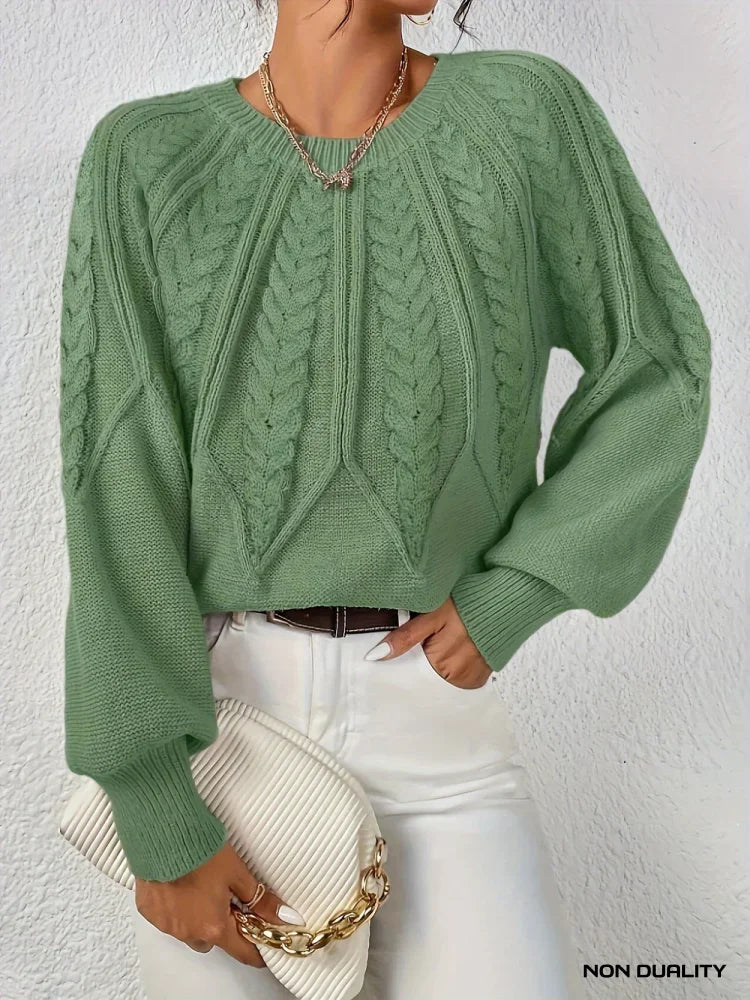 Non Duality | Chic Cable Knit Sweater Light Green / S