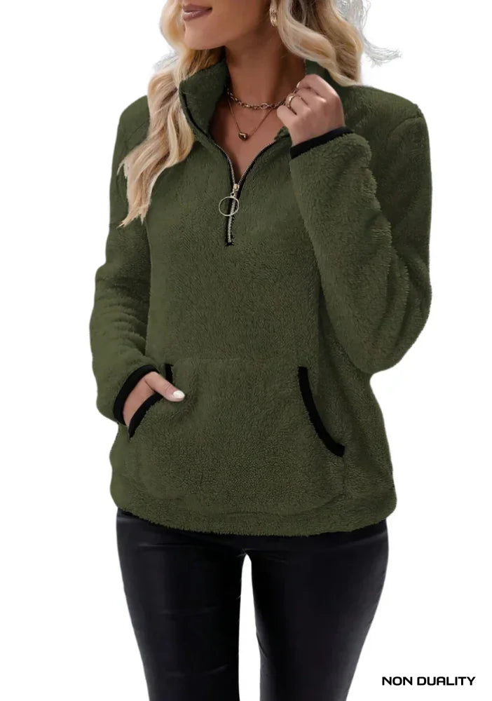 Non Duality | Cozy Sherpa Pullover Green / S