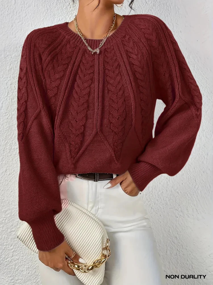 Non Duality | Chic Cable Knit Sweater Burgundy / S