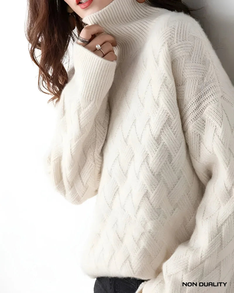 Non Duality | Textured Cable Knit Turtleneck Sweater