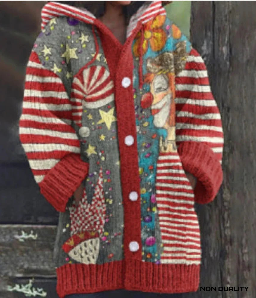 Non Duality | Colorful Knit Cat Cardigan Design 2 / S