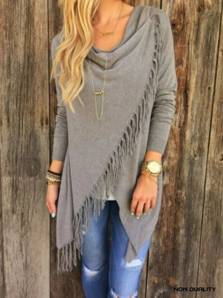 Non Duality | Chic Fringe Sweater Xs / Gray