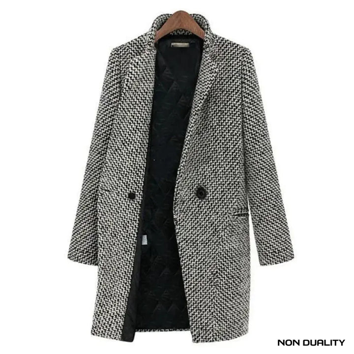 Non Duality | Long Wool Coat Jacket Black & White / S