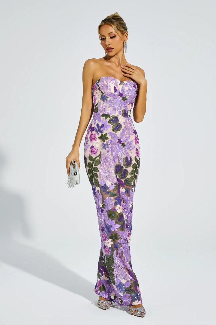 Off Shoulder Embroidered Sequin Dress