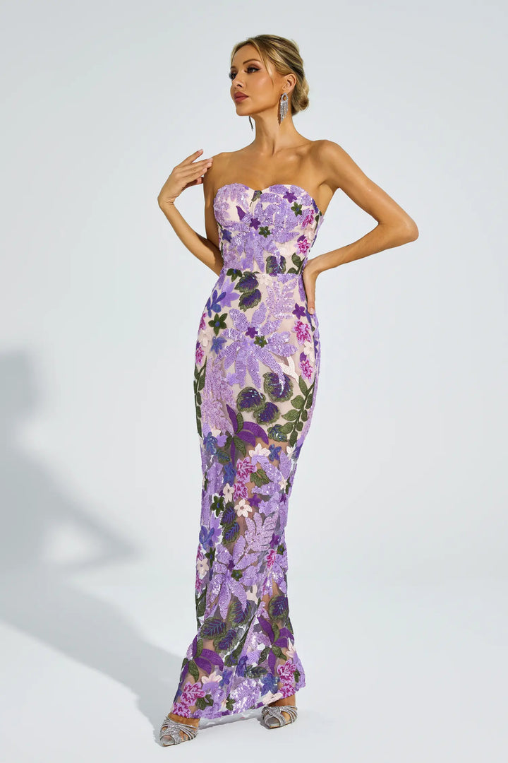Off Shoulder Embroidered Sequin Dress