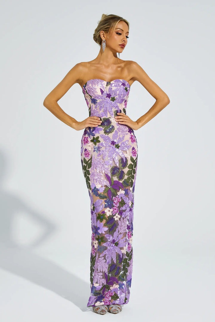 Off Shoulder Embroidered Sequin Dress